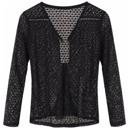 Top Dentelle Florale Noir Manches Longues — Grace & Mila