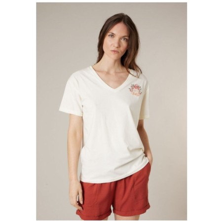 T-shirt Femme Coton DEELUXE Casa W - Col V Brodé