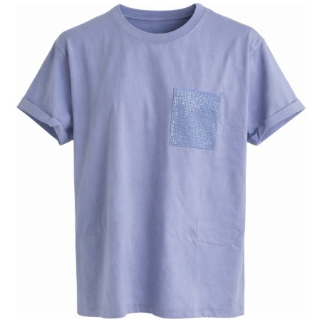 T-shirt Poche Strass Lavande K DESIGN | Style Chic