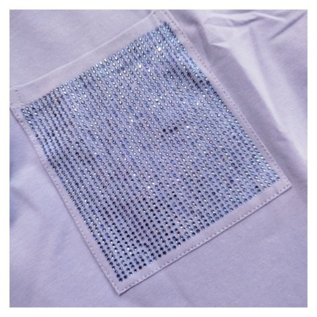 T-shirt Poche Strass Lavande K DESIGN | Style Chic