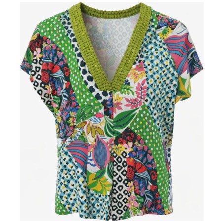 Top Manches Courtes Elaia Tinta – Imprimé Tropical Lima