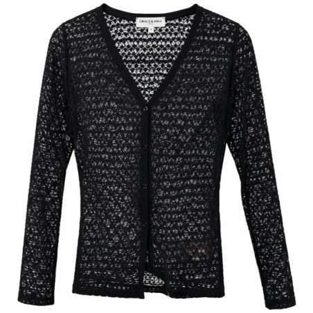 Top Dentelle Florale Noir Manches Longues — Grace & Mila